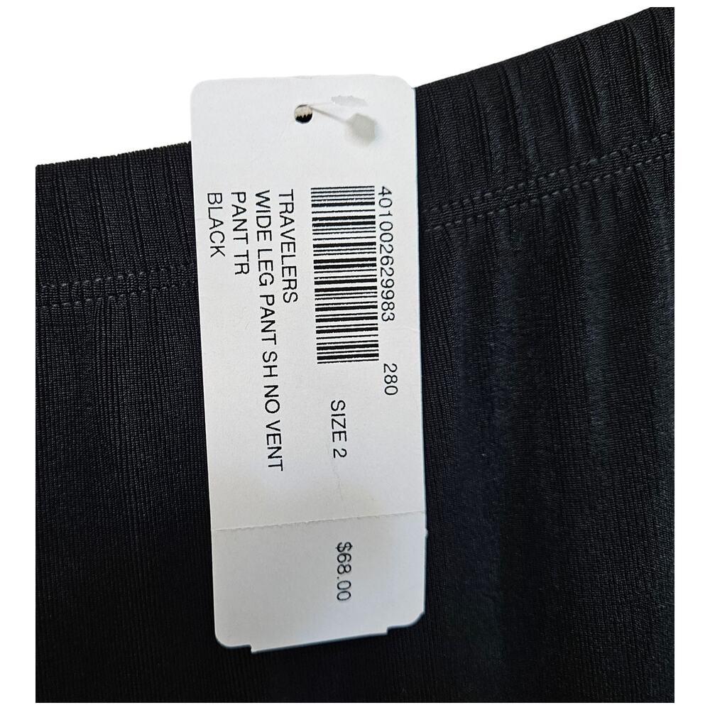 CHICO's Travelers 2 Women L Short Pants Pull On Wide Leg Black Flowy 28 x 27 NEW - Picture 4 of 7